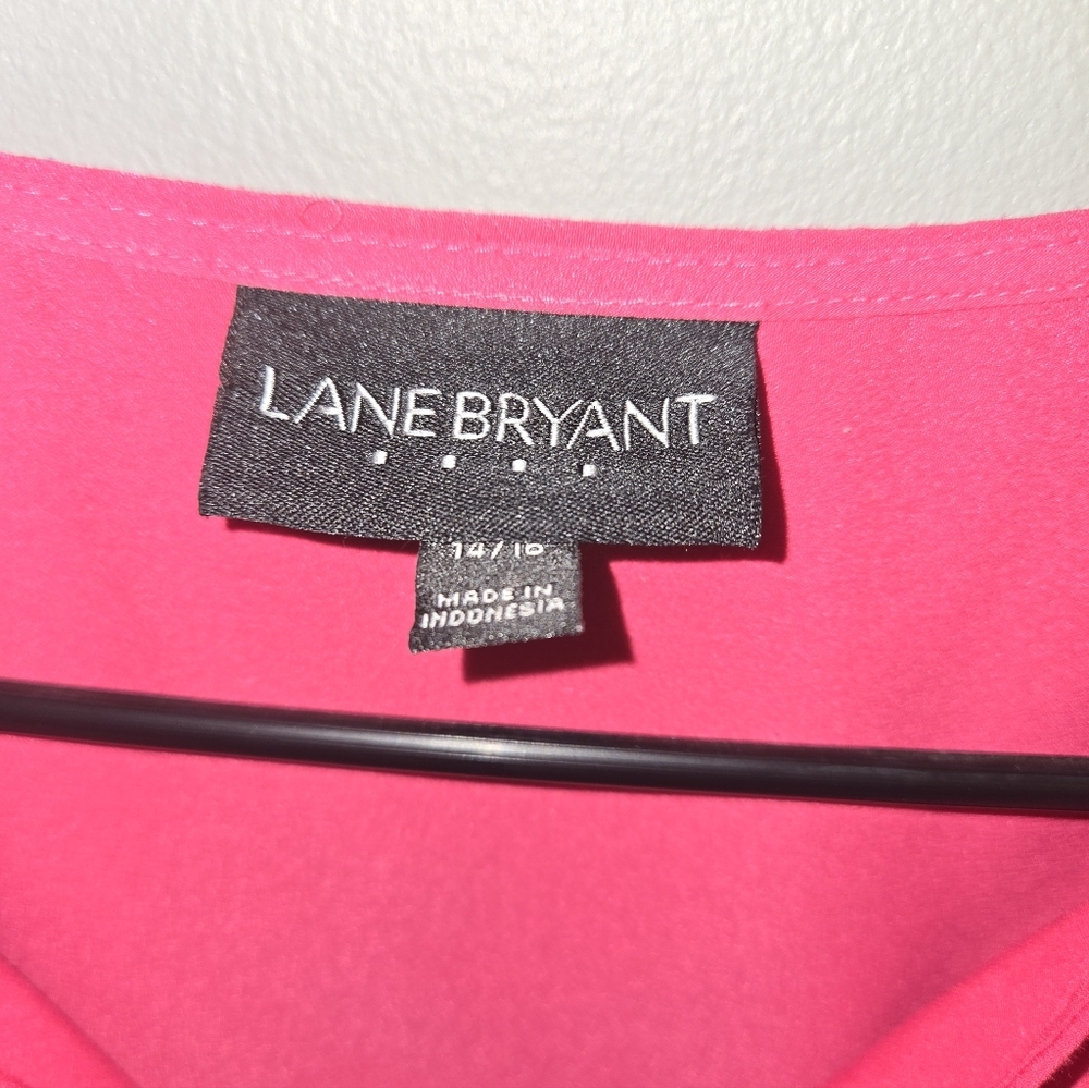 Pink Womens Sheer Chiffon Blouse, Roll Tab Sleeve, Size 14-16, Lane Bryant - Picture 5 of 9